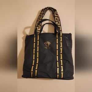 Versace Black Tote with Gold Detailing